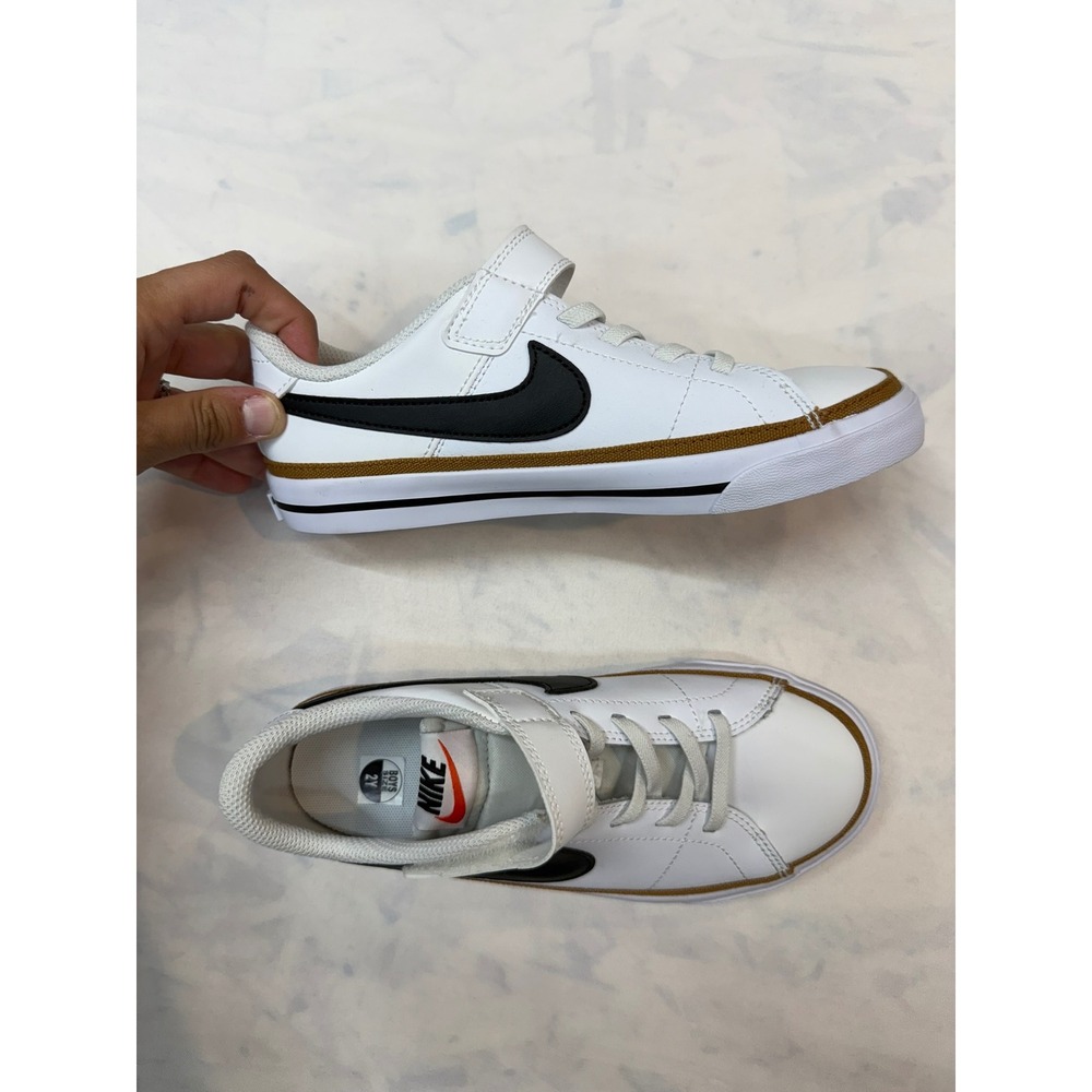 NIKE $60 New Youth 2 White Black Court Legacy Adjustable Strap Casual Sneakers - Picture 6 of 10